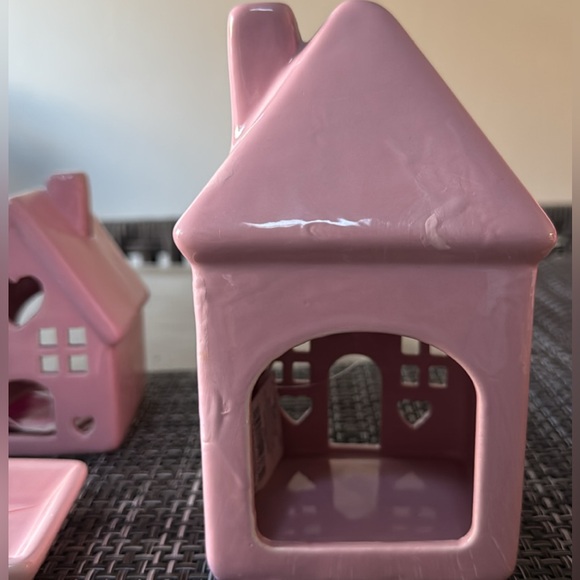 Valentine's Day Beautiful Ceramic Pink Houses & Ceramic Trinket Dish. New. - Picture 5 of 12